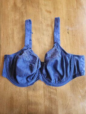 Elomi Charley Stretch Lace Plunge Underwire Bra UK 40F/US 40G Storm blue-gray